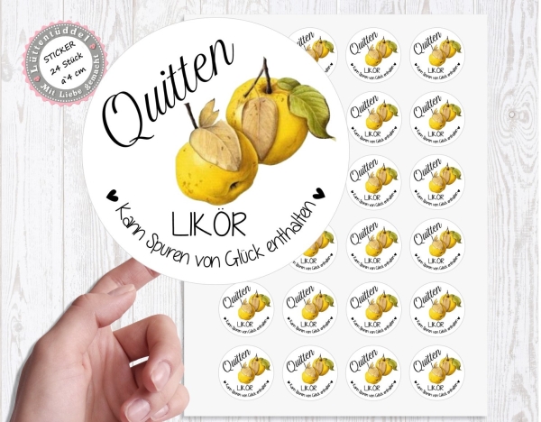 24 zuckersüßer Sticker Aufkleber 4cm Quitten Likör Herbst Weihnachten Christmas von Lüttentüddel®